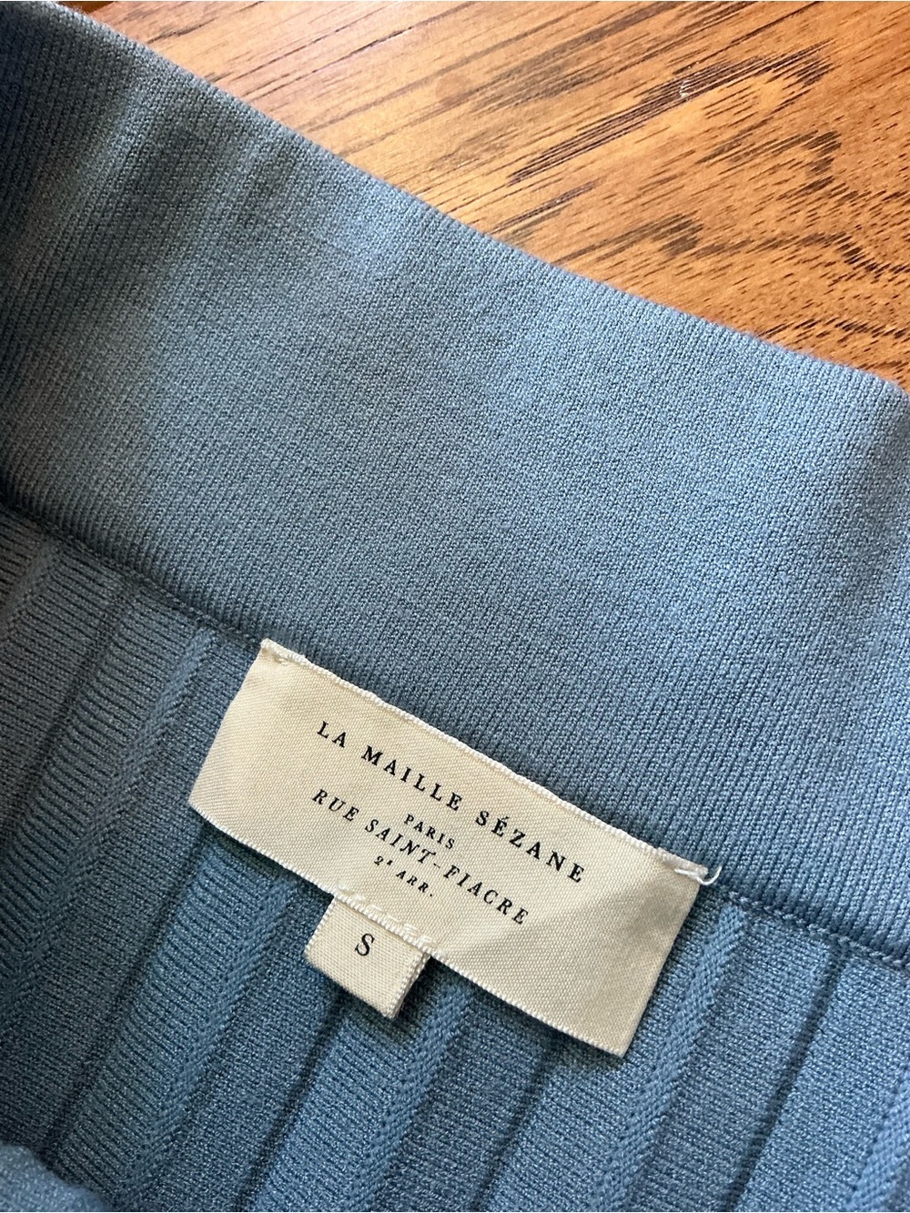 Le Maille Sezane Blue Knit Pleated Midi Skirt, Small - Picture 7 of 8